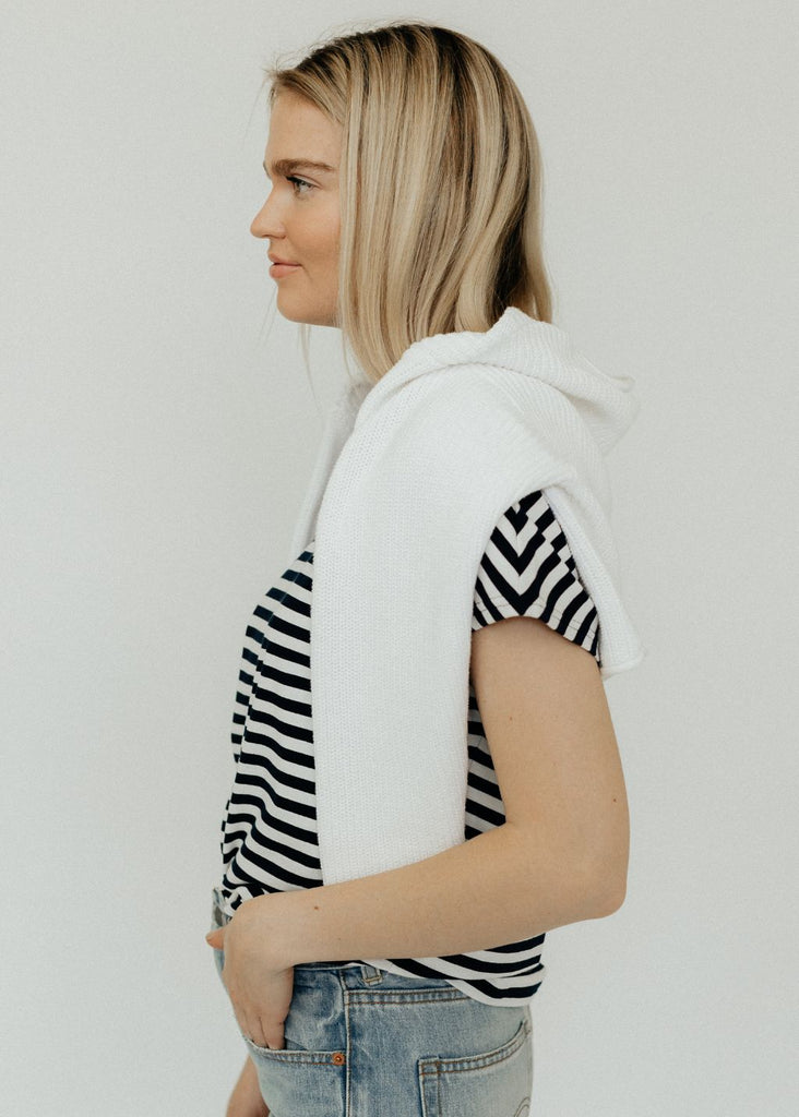 Denimist Cropped Relaxed Sweater Over the Shoulder  | Tula's Online Boutique