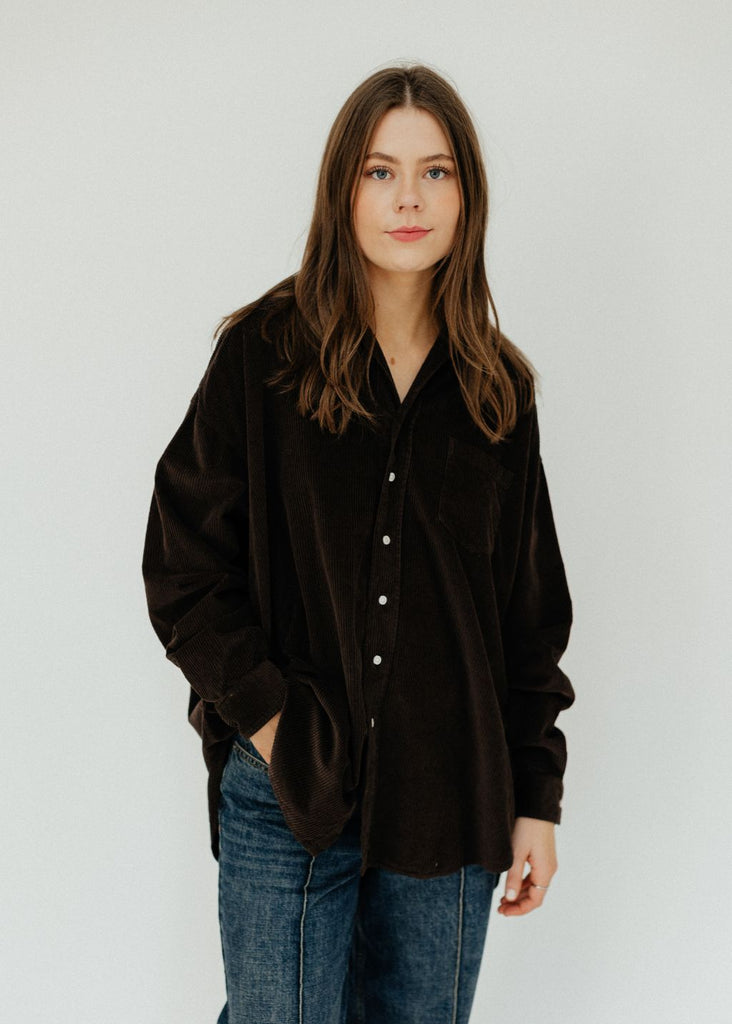 Frank & Eileen Shirley Button Up in Chocolate | Tula's Online Boutique