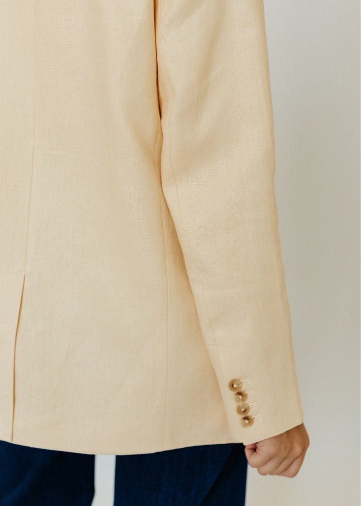 Anine Bing Kaia Blazer in Light Yellow Button Detail | Tula's Online Boutique