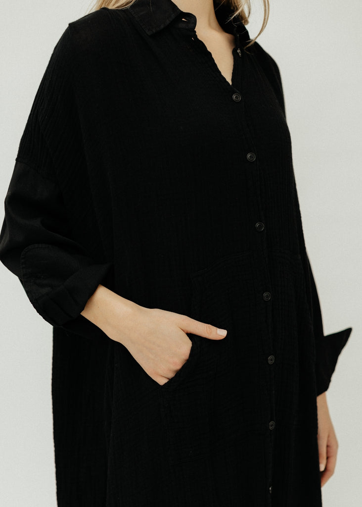 Raquel Allegra Caftan Shirt Dress in Black Front | Tula's Online Boutique