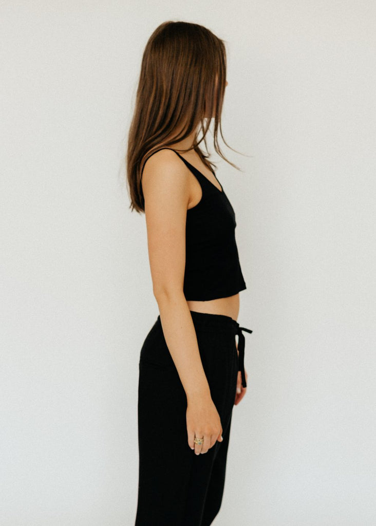 RE/DONE Sheer Spaghetti Strap Tank in Black Side | Tula's Online Boutique
