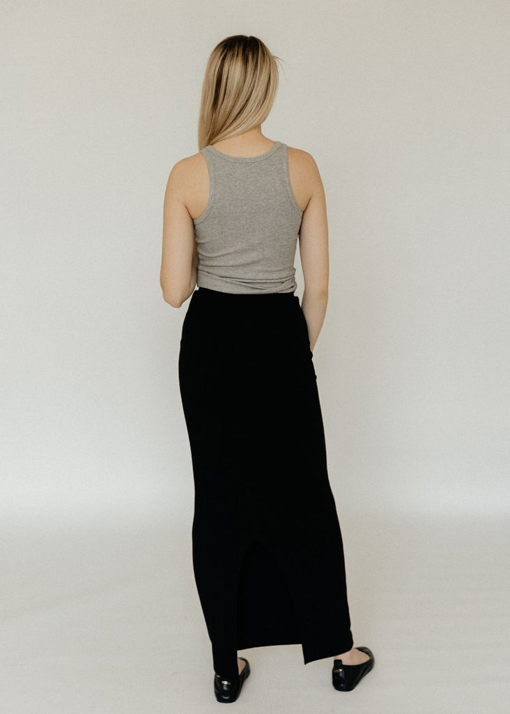 Éterne High Neck FIted Tank in Heather Grey Back | Tula's Online Boutique