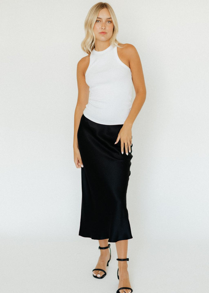 Anine Bing Bar Silk Skirt Front | Tula Designer Boutique