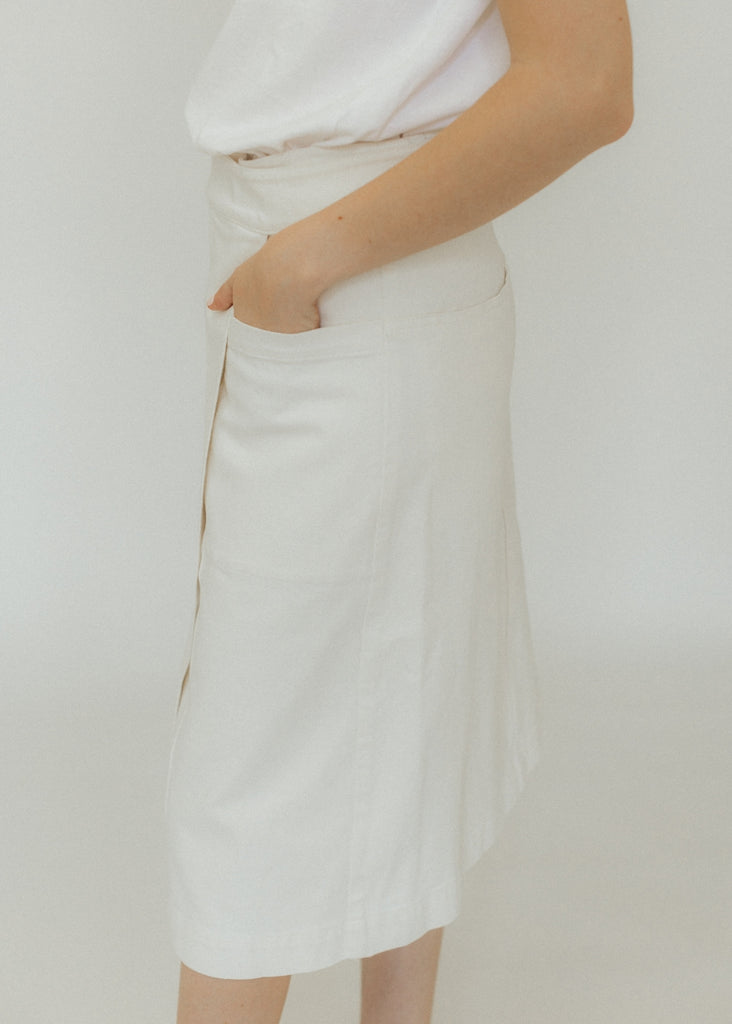 Proenza Schouler Iris Wrap Skirt in Ecru Stretch Twill Pocket | Tula's Online Boutique