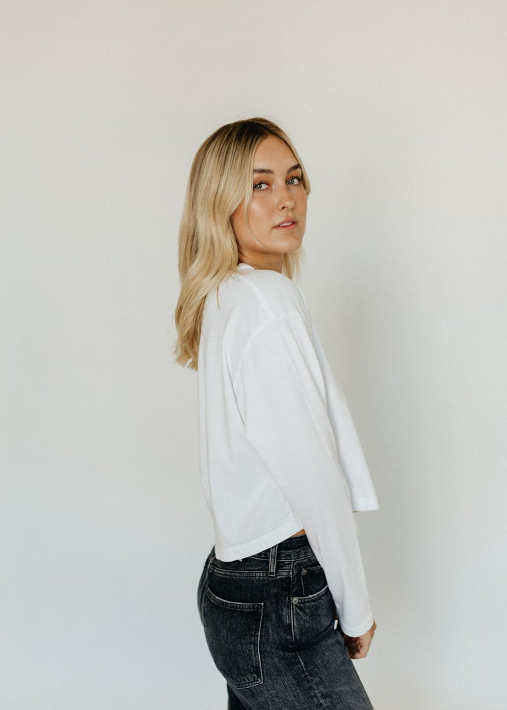 AGOLDE Mason Cropped Tee in White Side View | Tula's Online Boutique