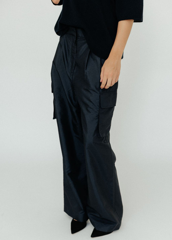 Tibi Crispy Nylon Stella Pleated Cargo Pant front| Tula's Online Boutique