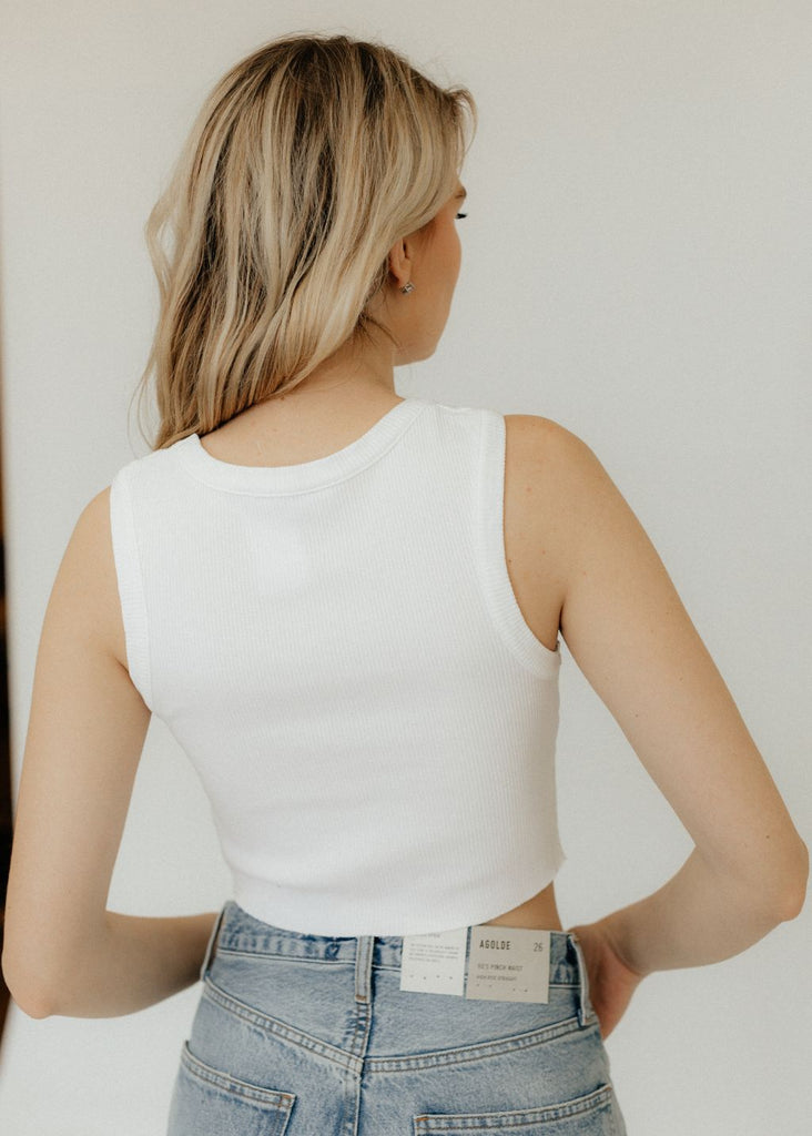 AGOLDE Cropped Poppy Tank in White Back | Tula's Online Boutique