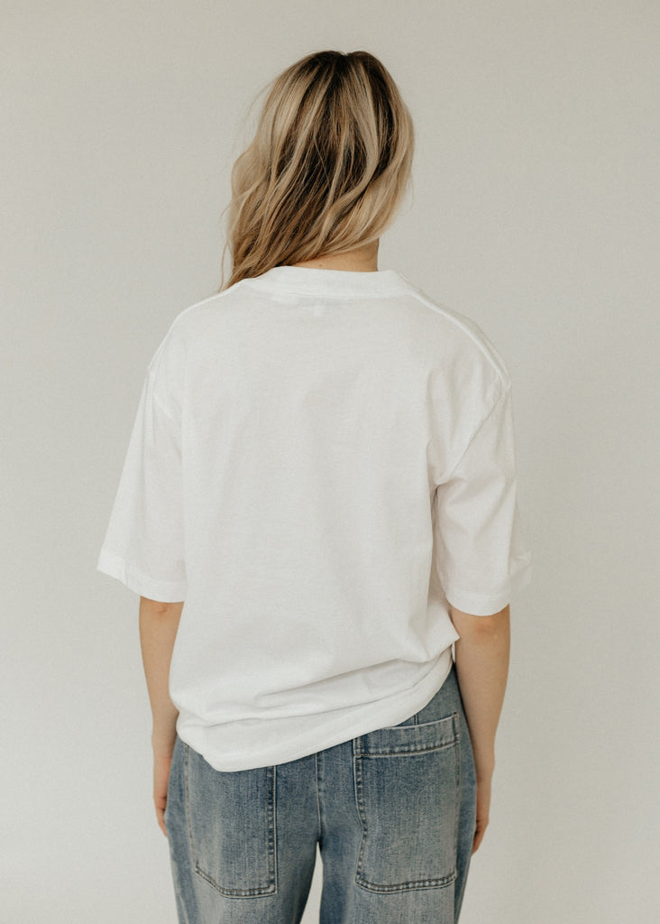 Tibi T-shirt Program Mock Neck Unisex T in White Back | Tula's Online Boutique
