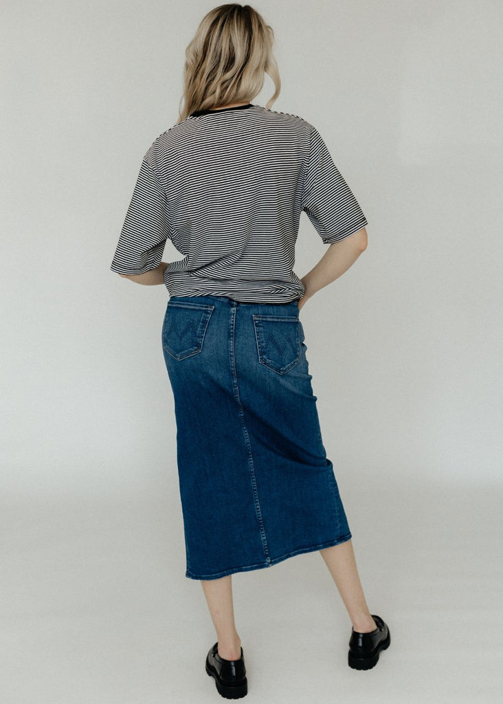 MOTHER The Reverse Pencil Pusher Denim Skirt Back | Tula's Online Boutique
