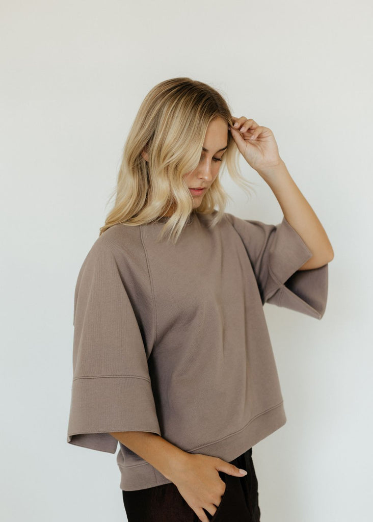 Tibi Easy Sweatshirt in Cement Side | Tula's Online Boutique