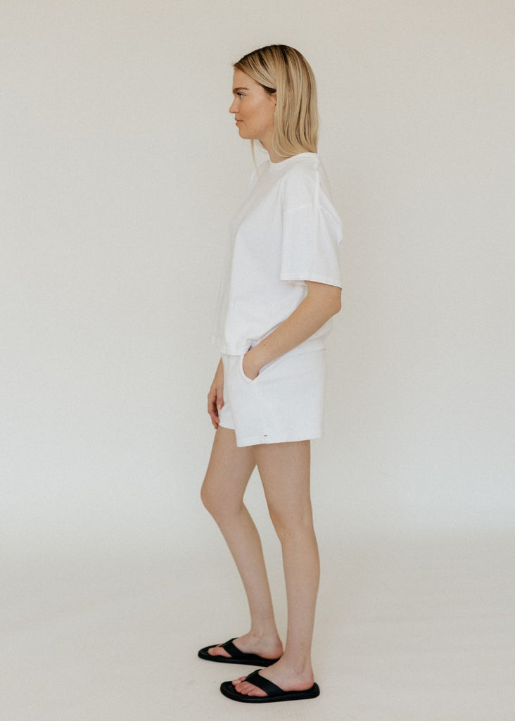 Xírena Shayne Sweatshort in White Side View | Tula's Online Boutique