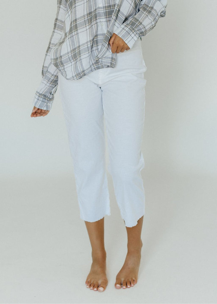 Frank & Eileen The Kinsale Trouser in White Details | Tula's Online Boutique