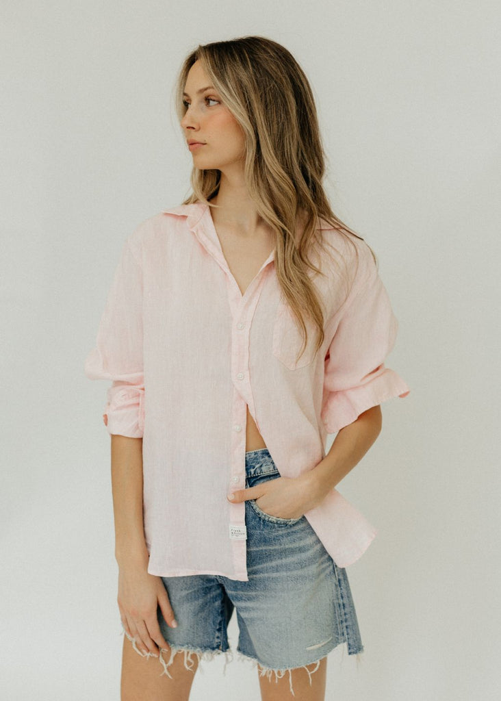 "Eileen" Button Up in Light Pink Linen | Tula's Online Boutique