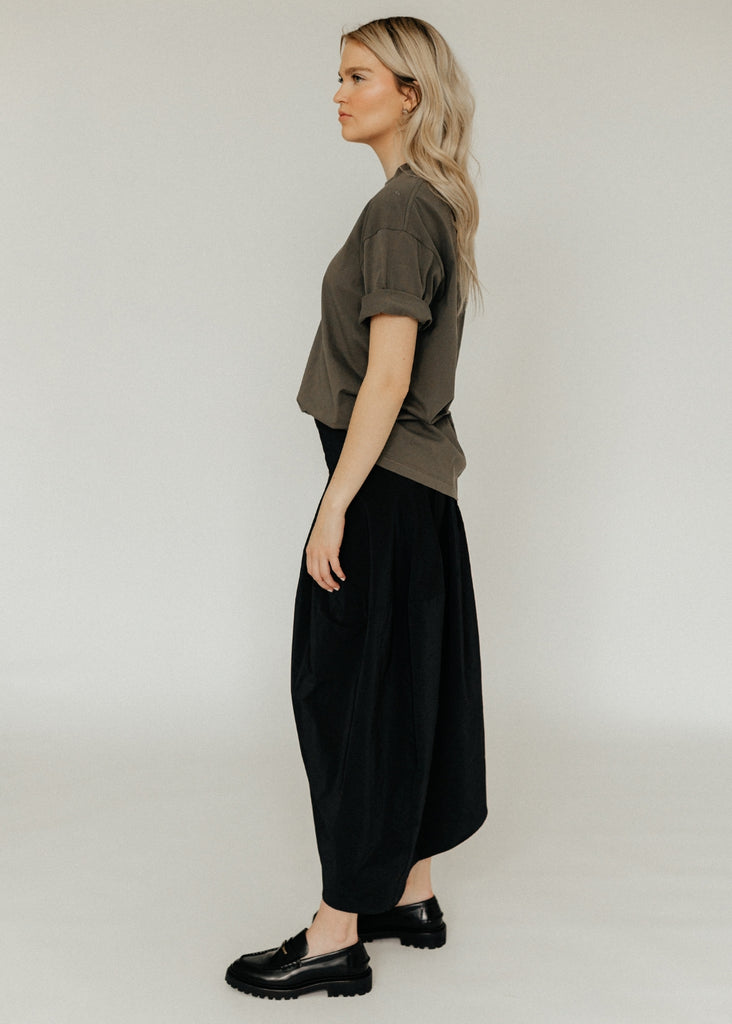 Tibi Nylon Asymmetrical Balloon Skirt in Black Left | Tula's Online Boutique