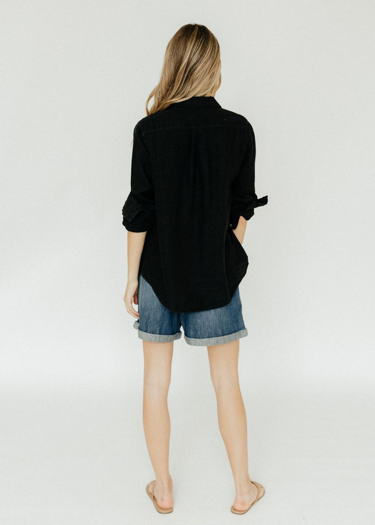 Velvet Natalia Linen Button Up in Black | Tula's Online Boutique