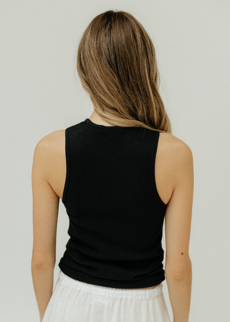 Tibi Ribbed T Tank in Black Back | Tula's Online Boutique