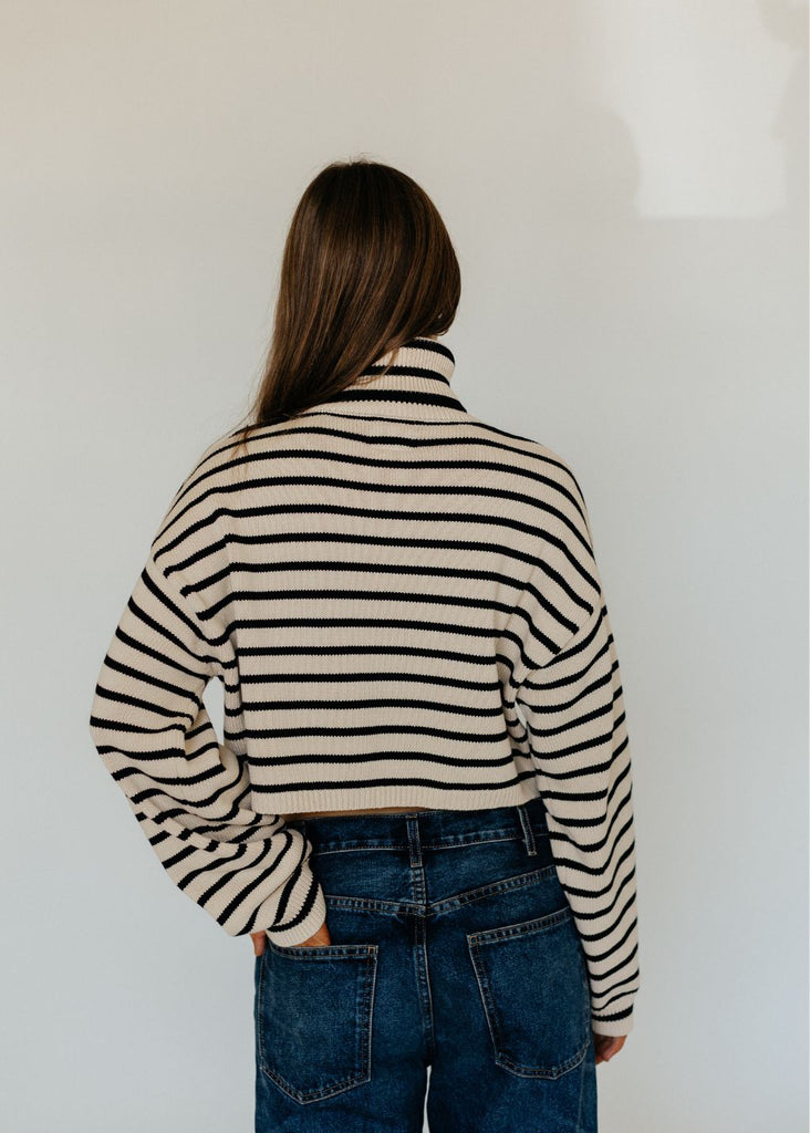 Denimist Cropped Stripe Turtleneck Sweater Back | Tula's Online Boutique
