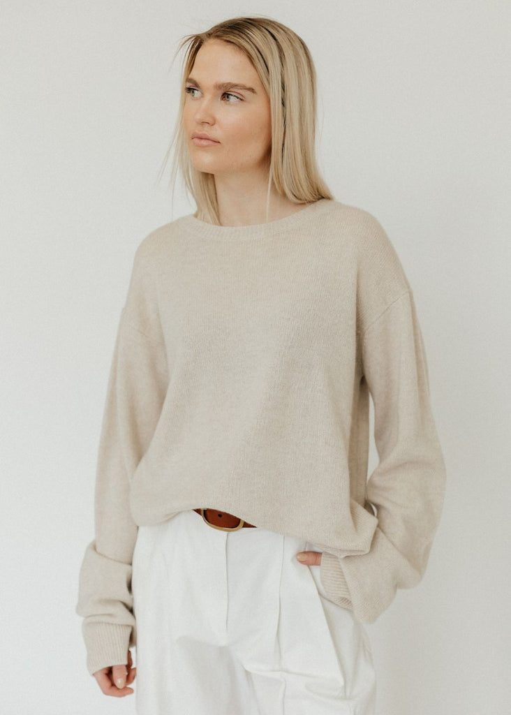 Éterne James Cashmere Sweater in Oatmeal Side | Tula's Online Boutique