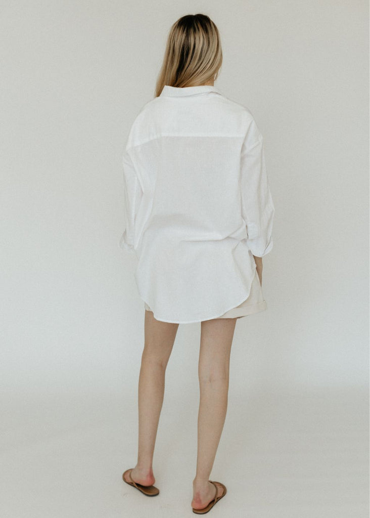 Denimist Utility Shirt in White Back | Tula's Online Boutique