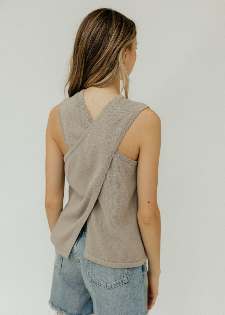Tibi Cotton Criss Cross Sleeveless Sweater Back | Tula's Online Boutique