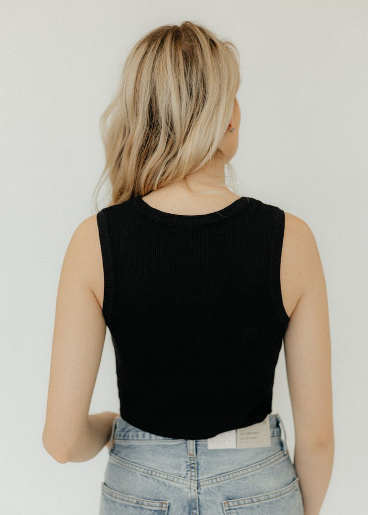 AGOLDE Cropped Poppy Tank in Black Back | Tula's Online Boutique
