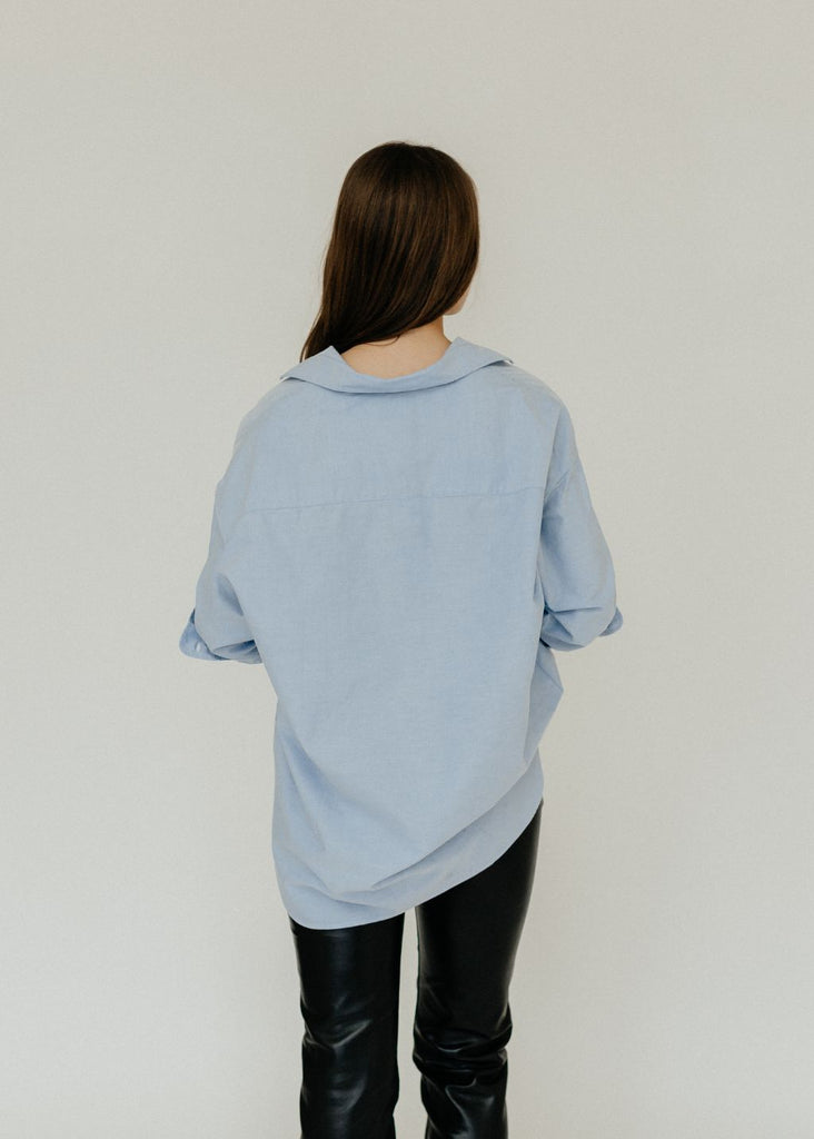Frank & Eileen Shirley Oversized Shirt in Blue Back| Tula's Online Boutique