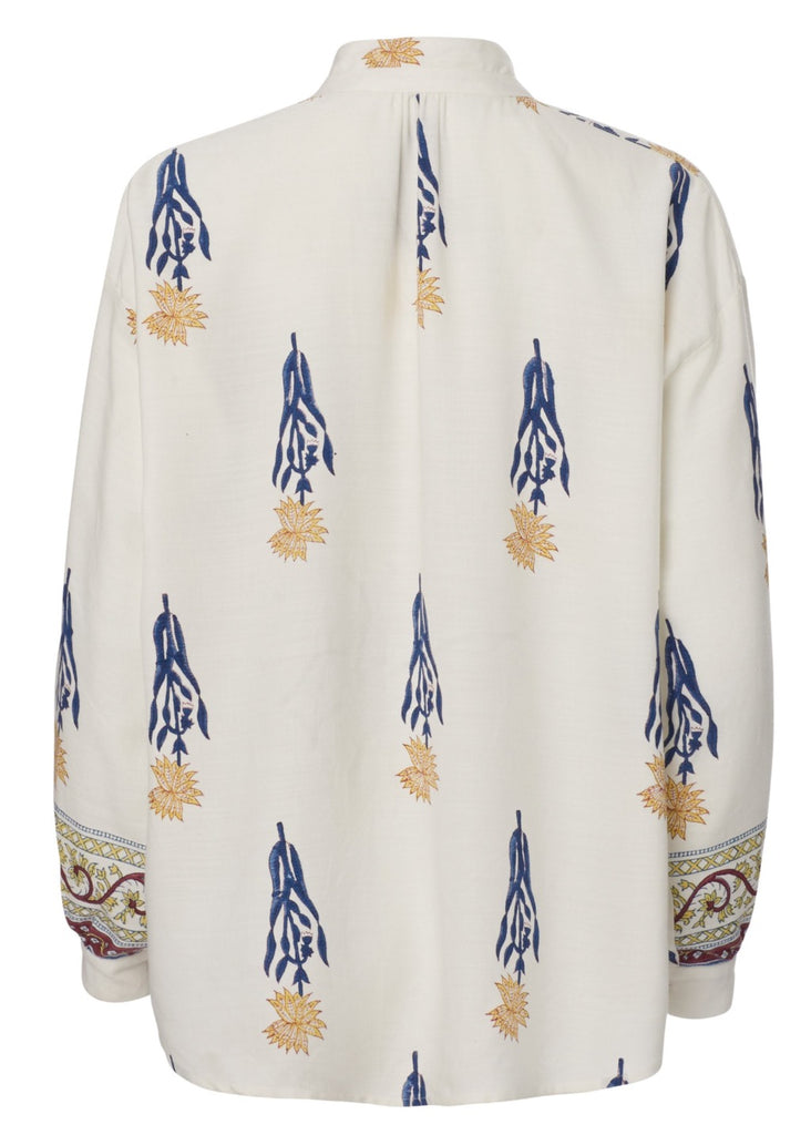 Alix of Bohemia Kiki Brown Dahlia Shirt White | Tula's Online Boutique 