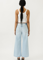 MOTHER The Ditcher Roller Zip Skimp in Few & Far Between Slouchy Light Blue | Shop Tula