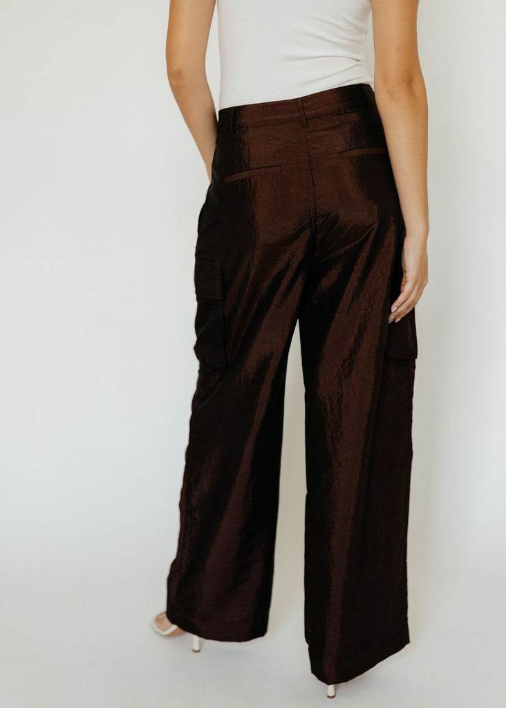 Tibi Crispy Stella Cargo Pants in Dark Brown Back | Tula's Online Boutique