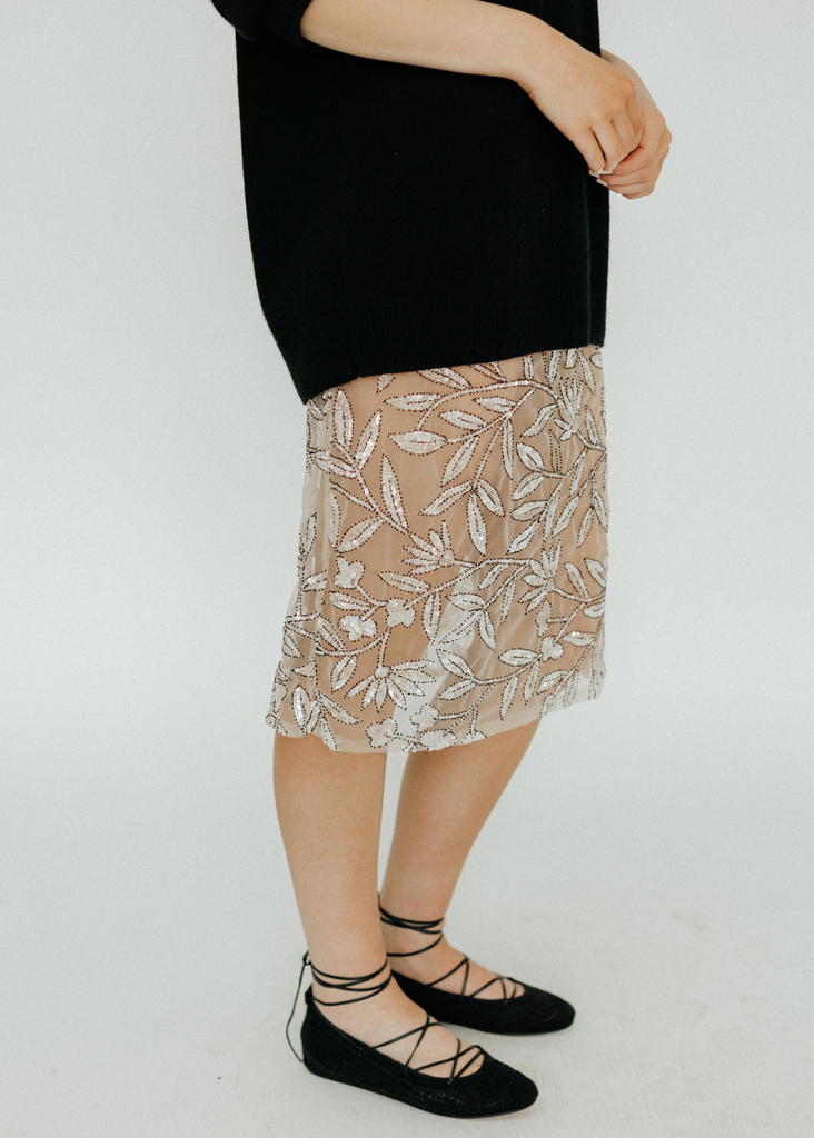 Elizabeth Beaded Saddle Wrap Skirt Side View | Tula's Online Boutique