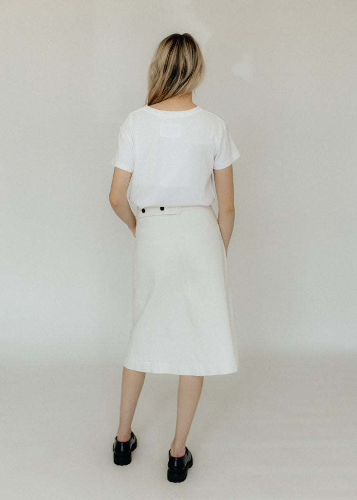 Proenza Schouler Iris Wrap Skirt in Ecru Stretch Twill Back | Tula's Online Boutique
