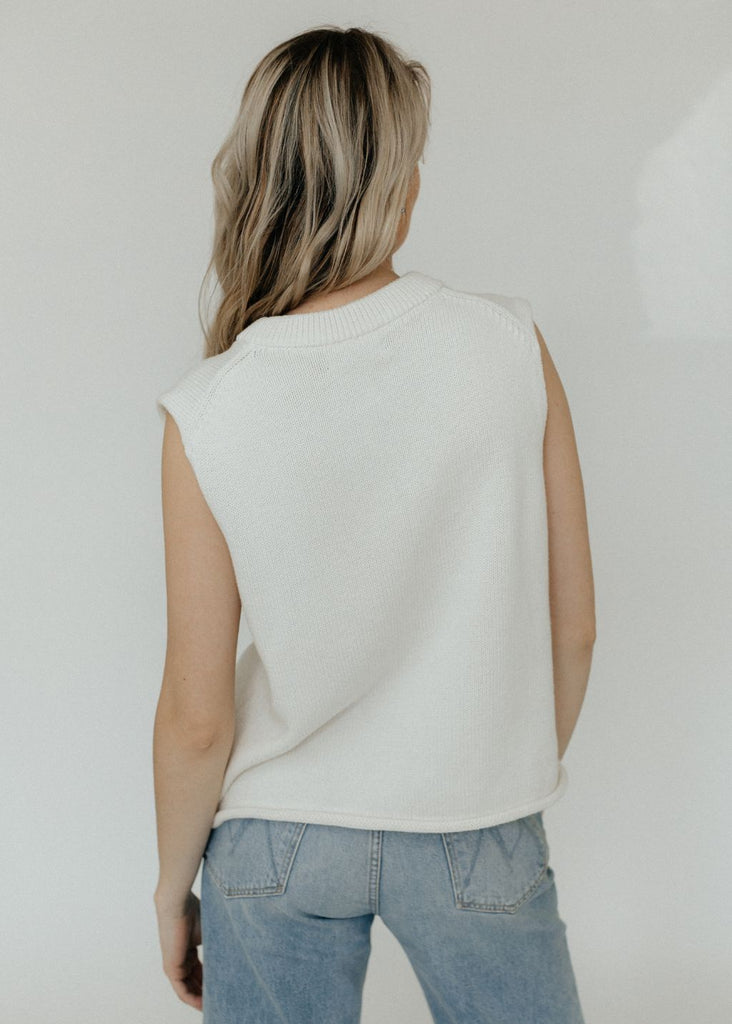 Velvet Aster Sleeveless Sweater in Milk Back | Tula's Online Boutique