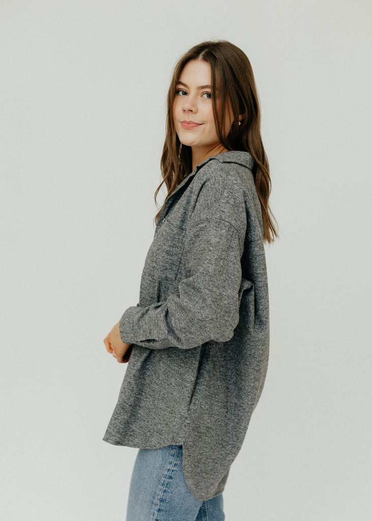 Frank & Eileen Shirley Oversized Shirt in HB Side 2| Tula's Online Boutique