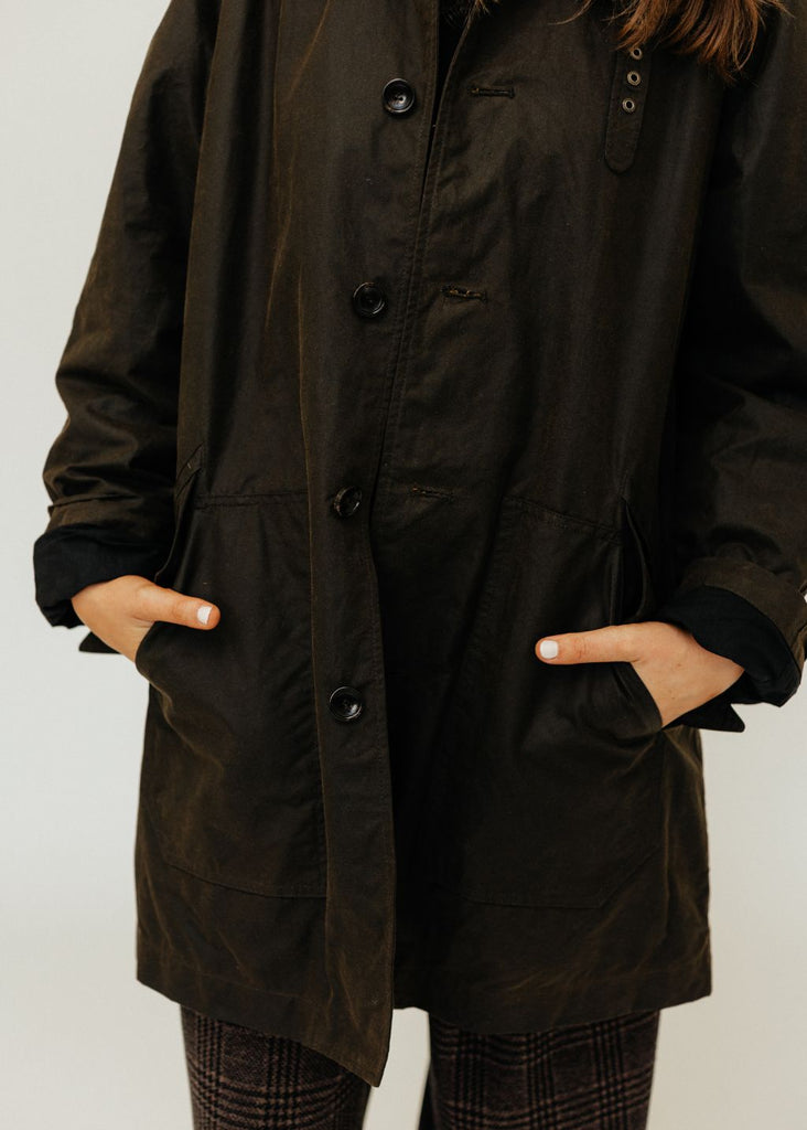 Tibi Waxed Cotton Carcoat Details | Tula's Online Boutique