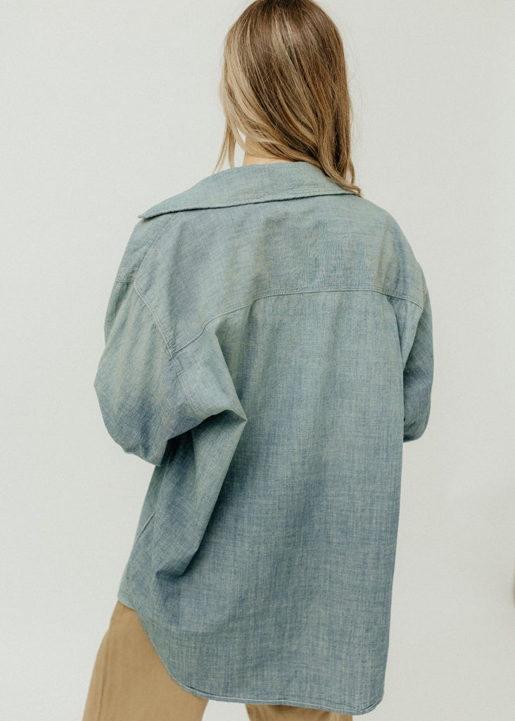 RE/DONE Chambray Oversized Shirt Back | Tula's Online Boutique