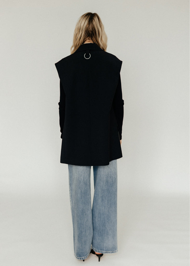 Tibi Tropical Wool Liam Vest in Black Back | Tula's Online Boutique