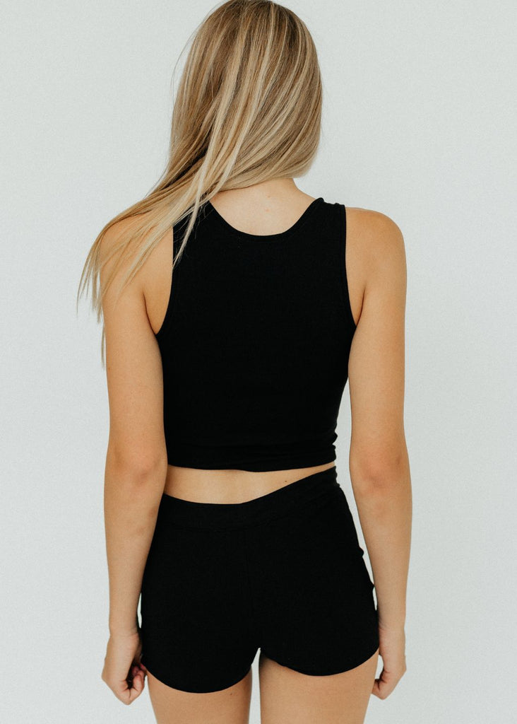 Éterne Drawstring Short in Black back | Tula's Online Boutique