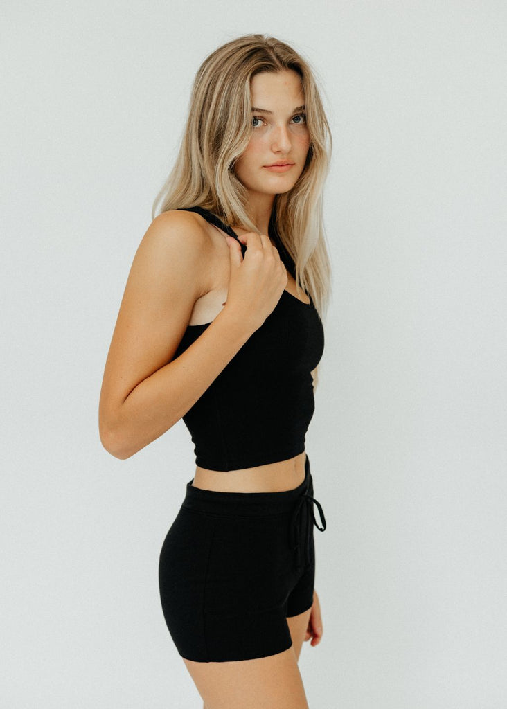 Éterne Square Neck Tank in Black SIDE | Tula's Online Boutique