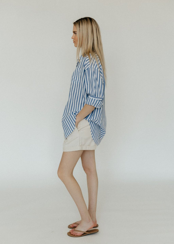 Denimist Blair Double Pleated Short in Natural Side | Tula's Online Boutique