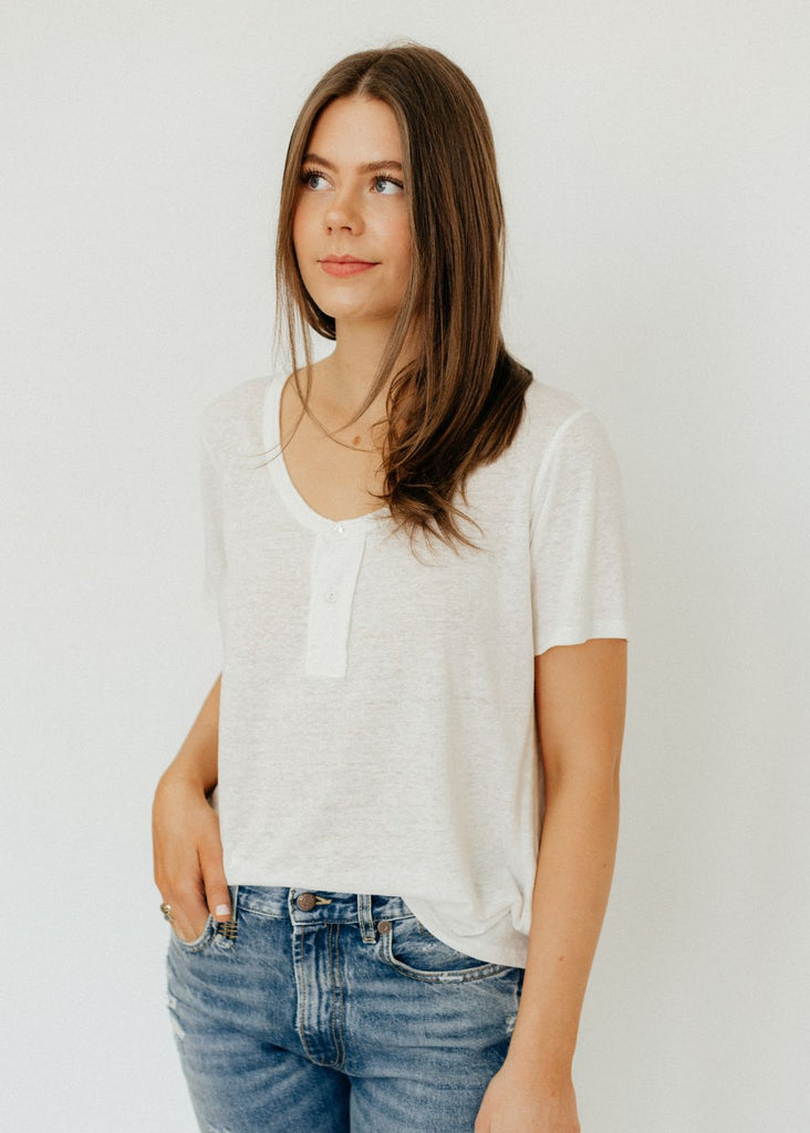 R13 Low Neck Henley Tee | Tula's Online Boutique