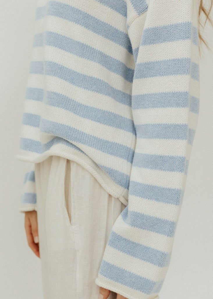 Velvet Lex Sweater in Milk/Blue Details | Tula's Online Boutique