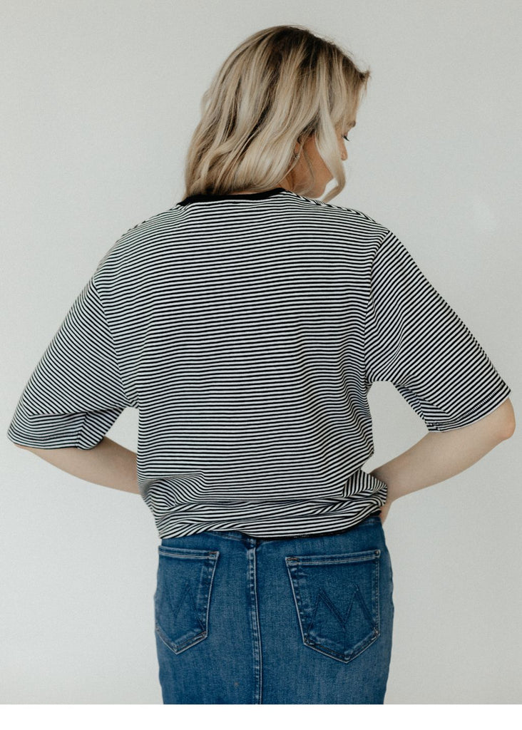 Anine Bing Bo Tee in Black and White Stripe Back | Tula's Online Boutique
