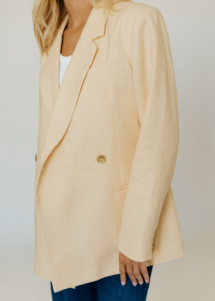 Anine Bing Kaia Blazer in Light Yellow Details | Tula's Online Boutique