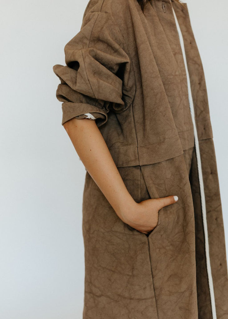 Lauren Manoogian Canvas Trench in Mud Details | Tula's Online Boutique