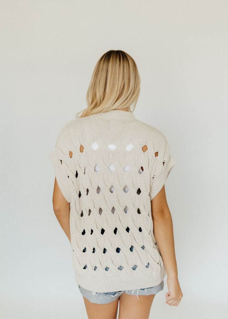 Anine Bing Dray Vest in Cream Back | Tula's Online Boutique