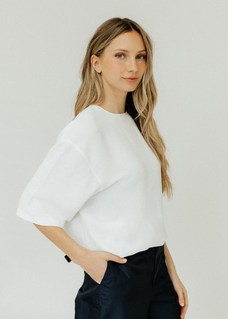 Tibi Pebble Sable Easy T in White Side | Tula's Online Boutique