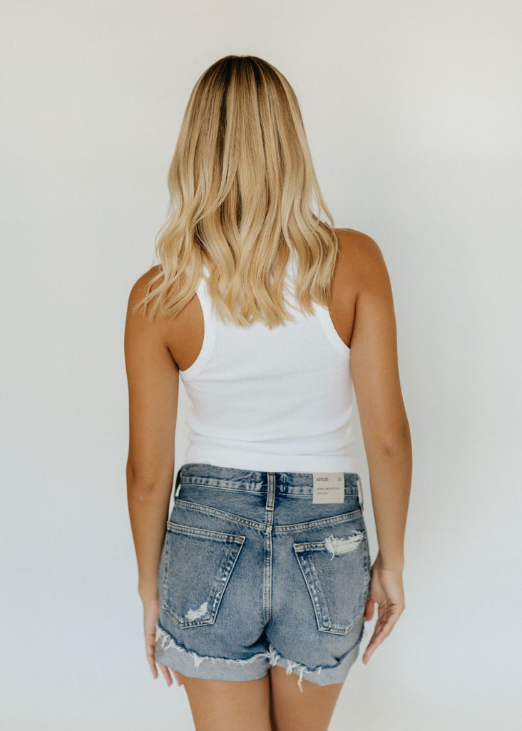 AGOLDE Cuffed Parker Long Short in Heat Wave Back View | Tula's Online Boutique