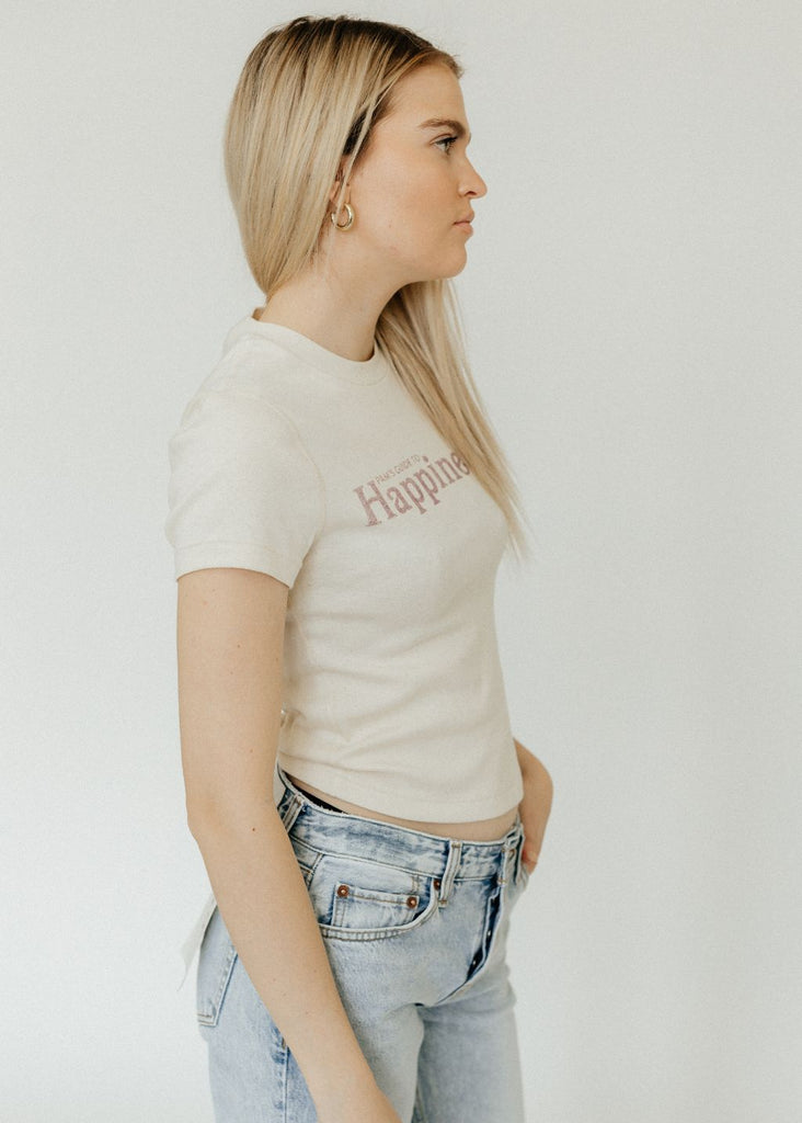 RE/DONE 90s Baby Tee Pams Guide to Happiness Side View | Tula's Online Boutique