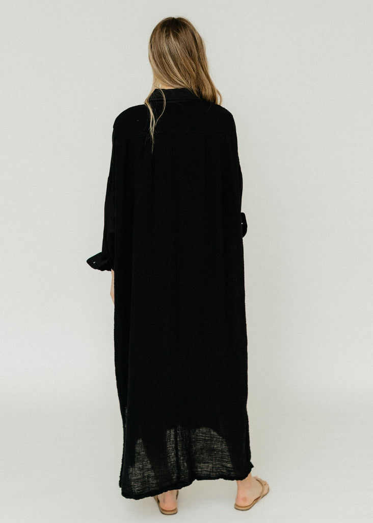 Raquel Allegra Caftan Shirt Dress in Black Back | Tula's Online Boutique