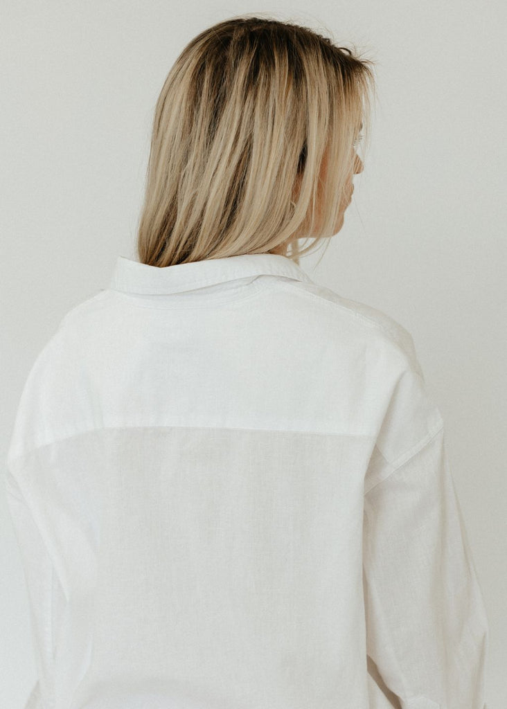 Denimist Utility Shirt in White Back Details | Tula's Online Boutique